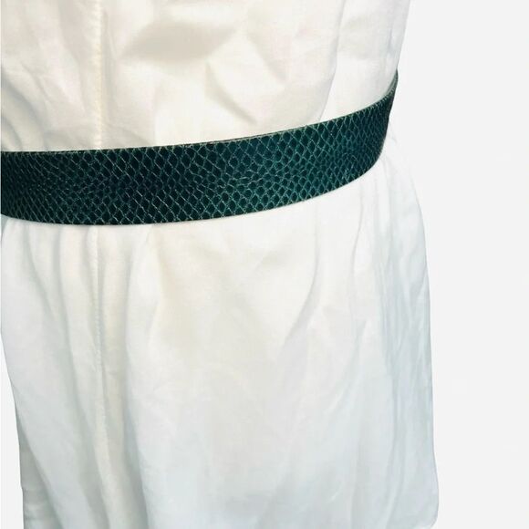 Vintage snake skin belt green and gold brass small high waist clip loop - Picture 3 of 11